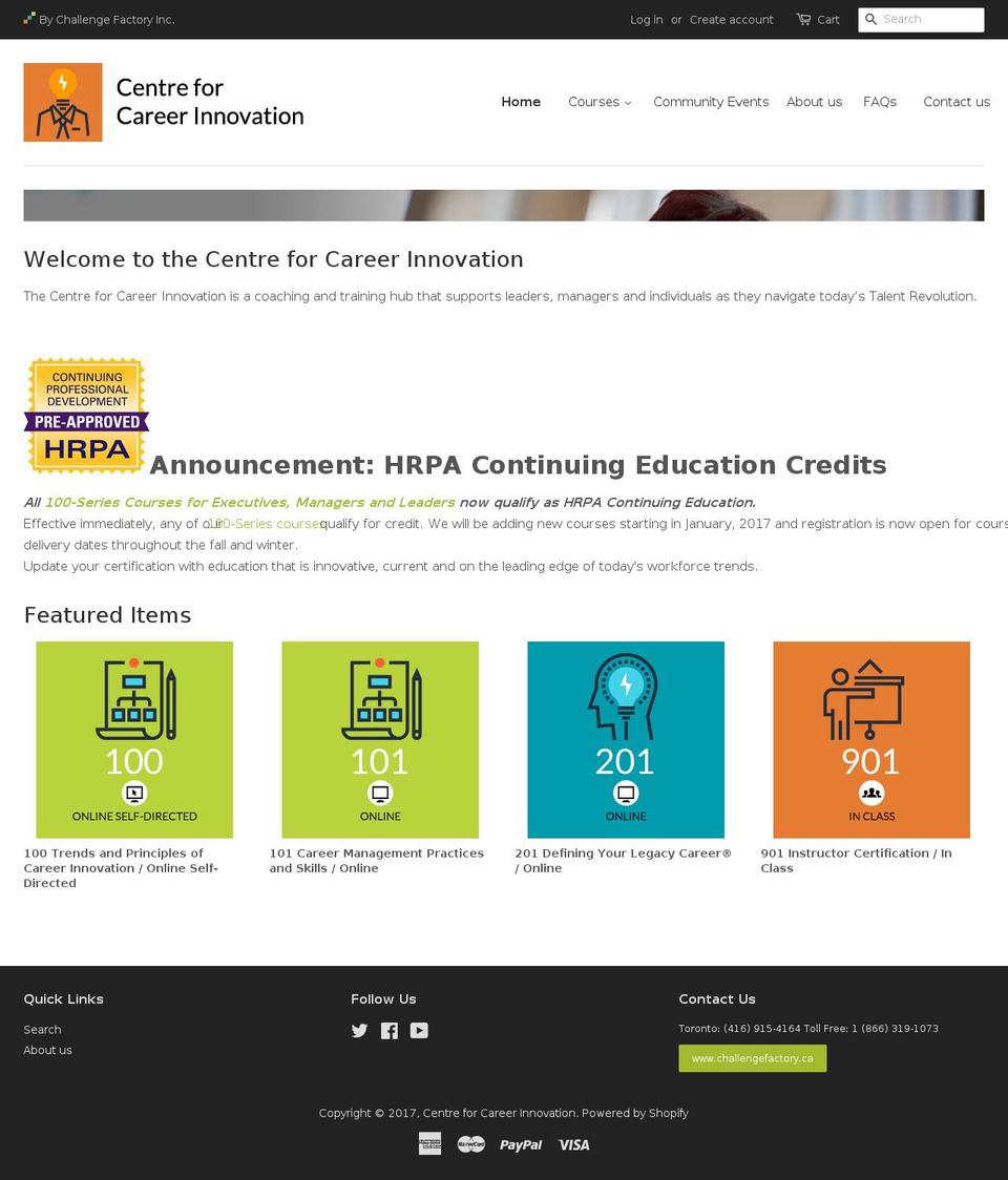 centerforcareerinnovation.com shopify website screenshot