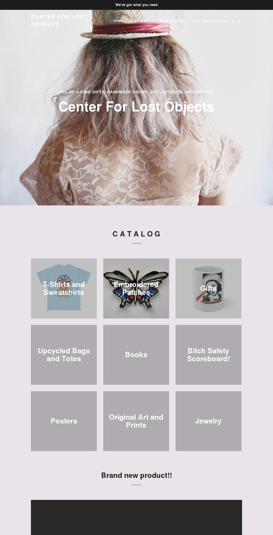 centerforlostobjects.com shopify website screenshot