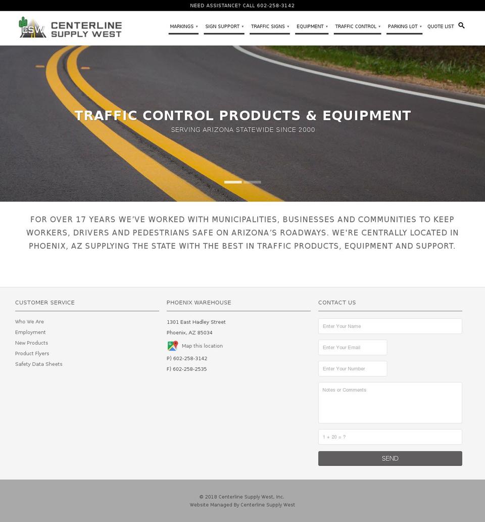 centerlinesupplywest.com — Shopify storefront screenshot