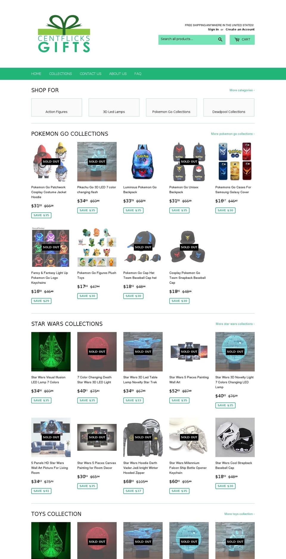 centflicksgift.com shopify website screenshot
