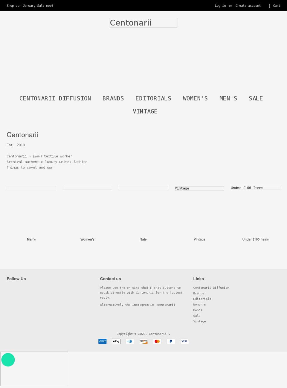 centonarii.com shopify website screenshot