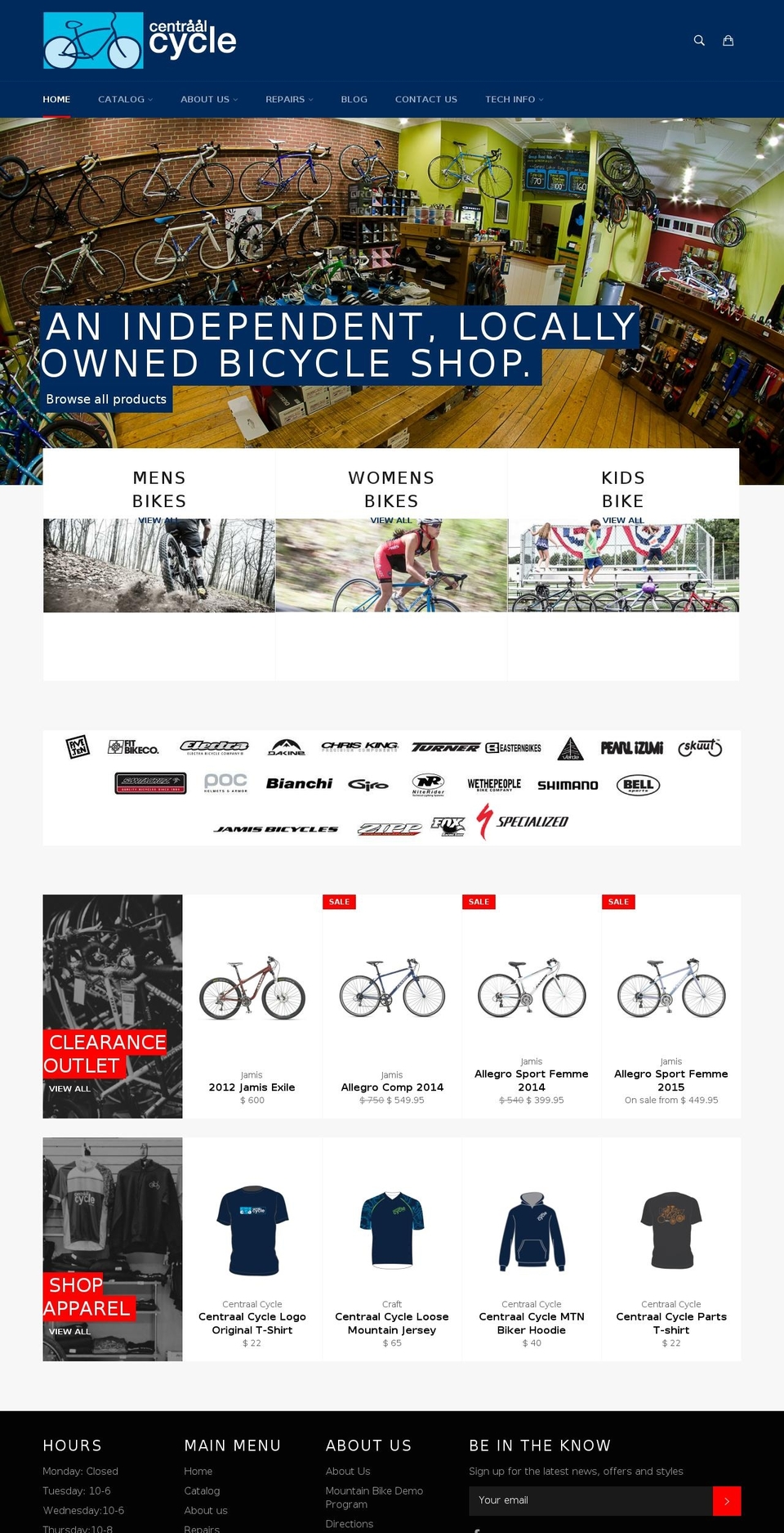 centraalcycle.com shopify website screenshot