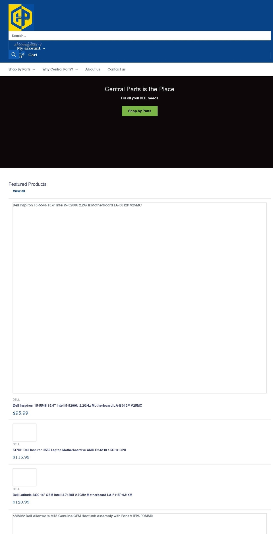 central-parts.com shopify website screenshot