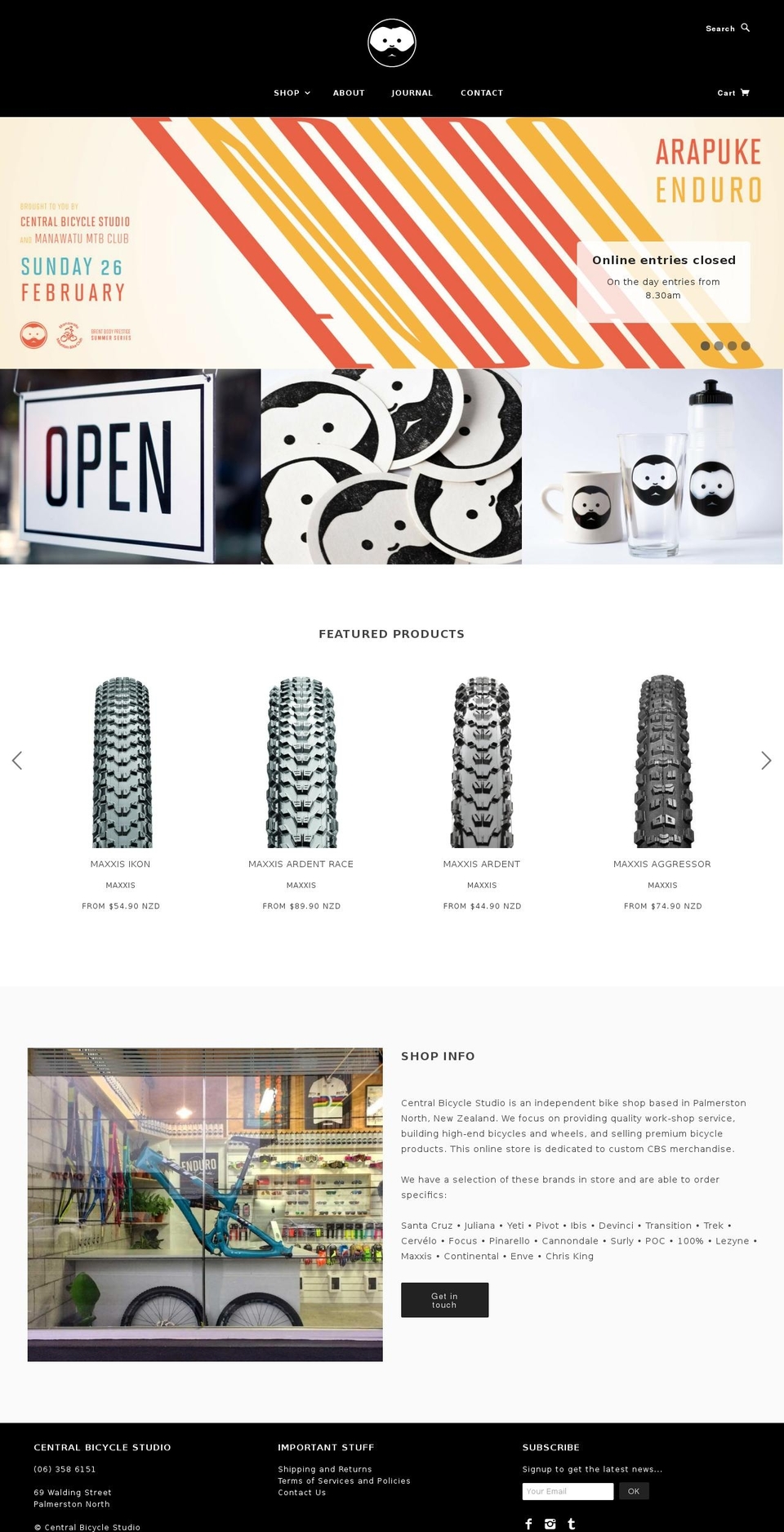 centralbicyclestudio.co.nz shopify website screenshot