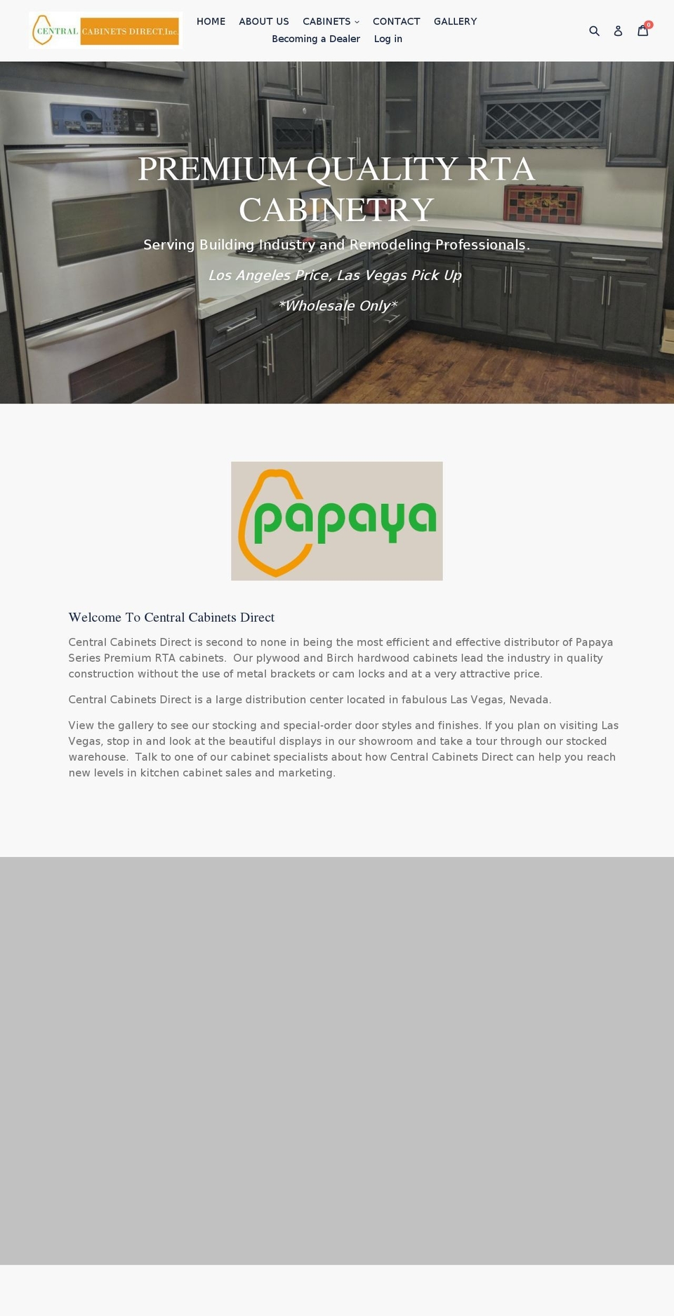 centralcabinetsdirect.com shopify website screenshot