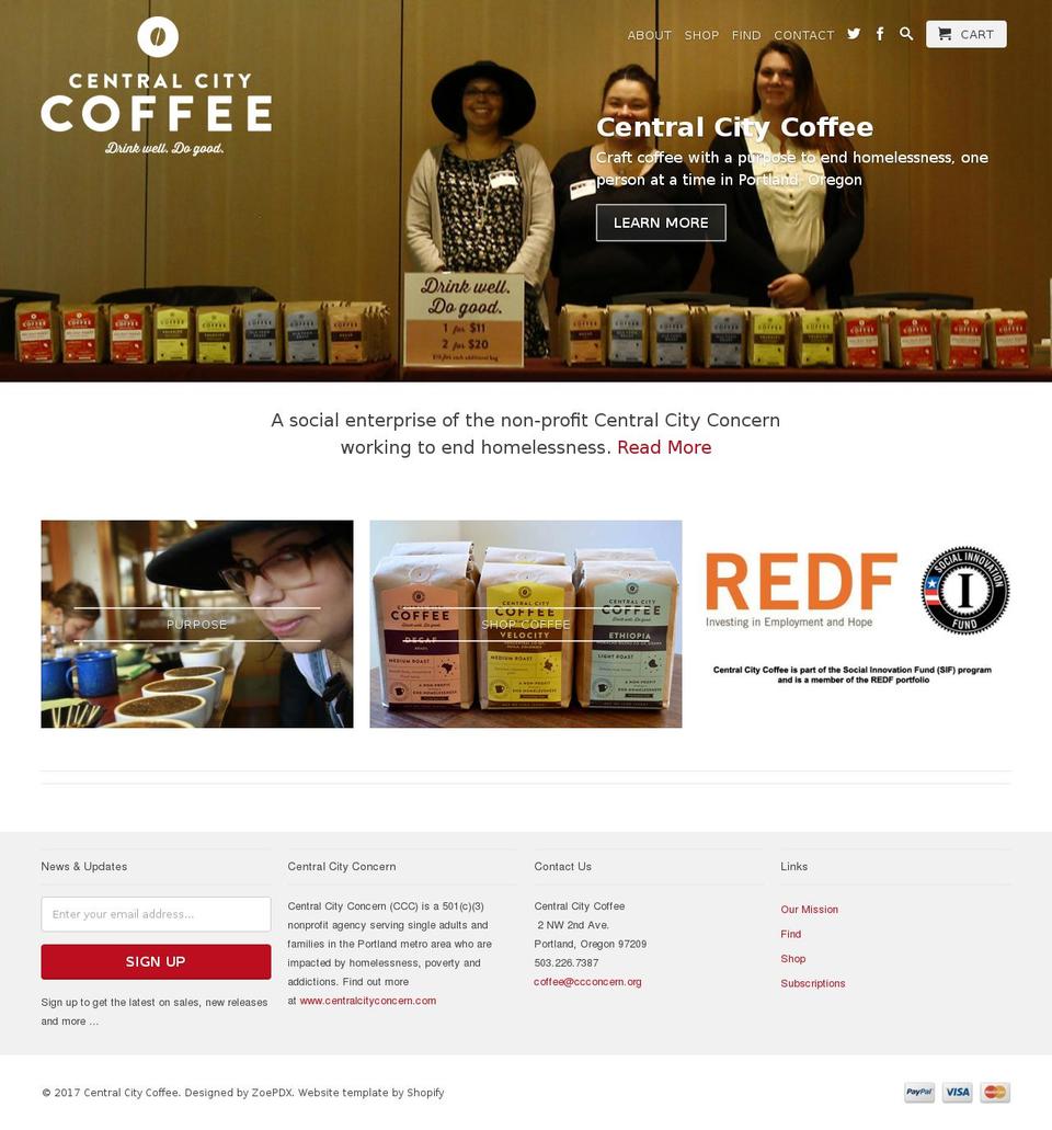 centralcitycoffee.info shopify website screenshot