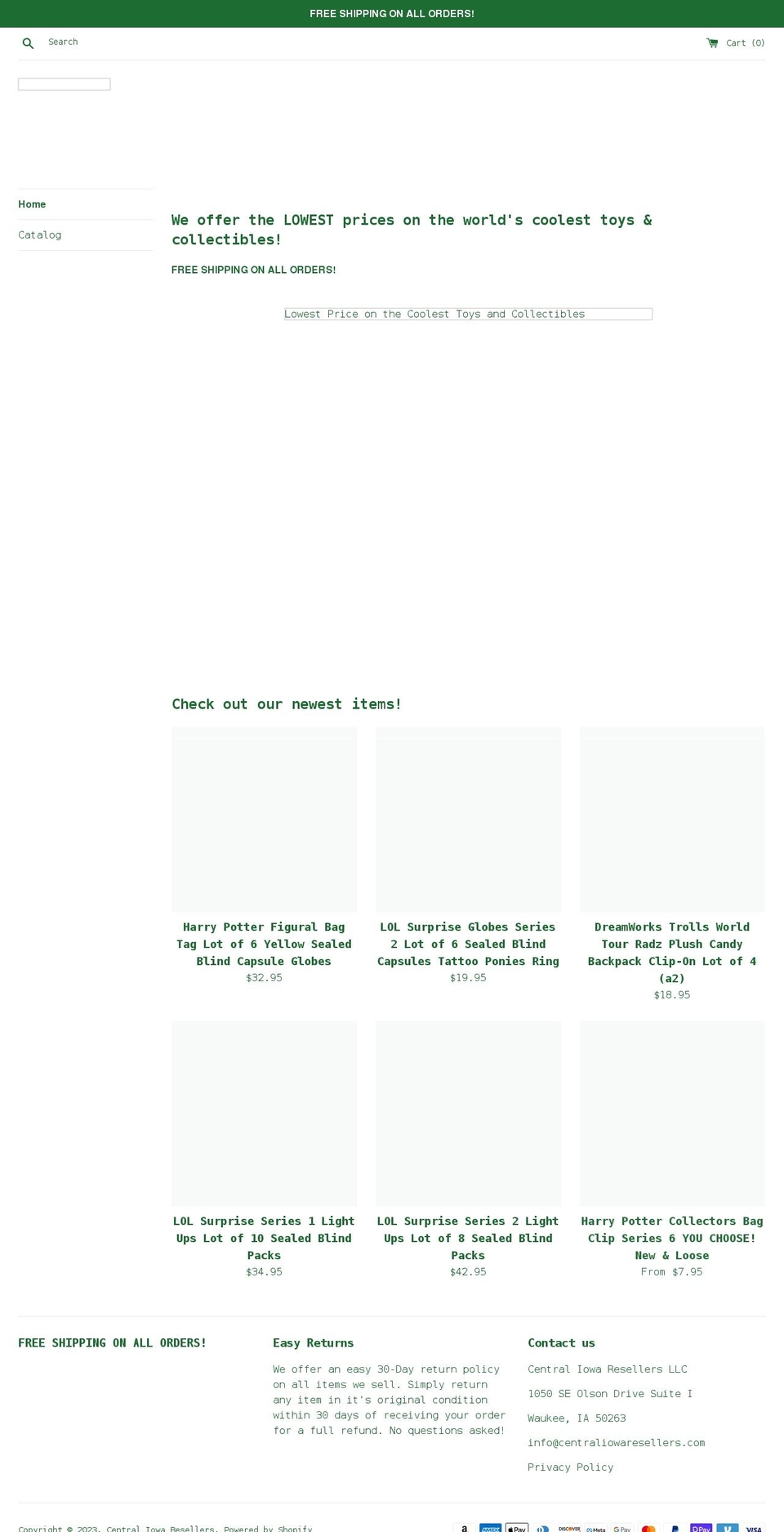 centraliowaresellers.com shopify website screenshot