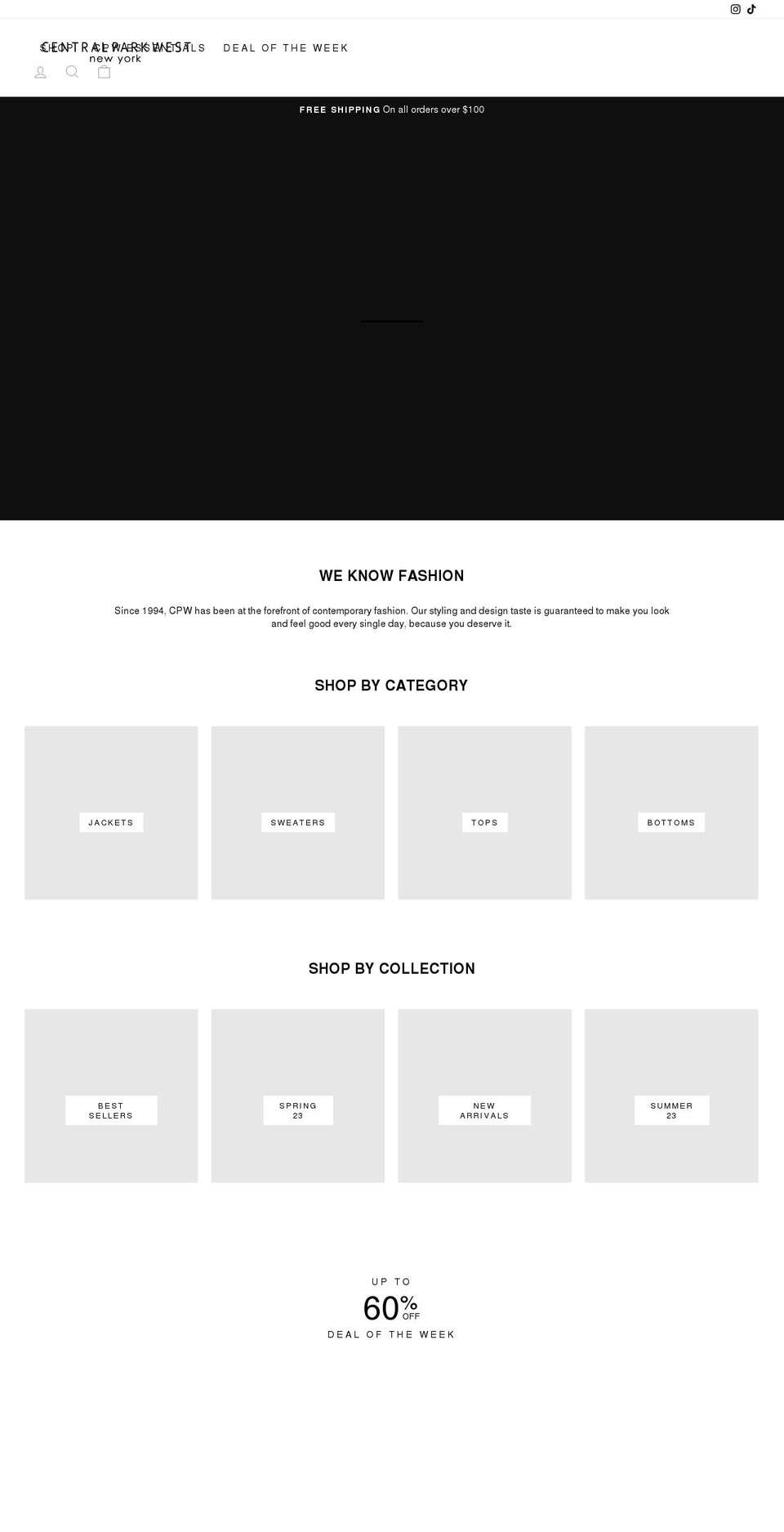 centralparkwestny.com shopify website screenshot