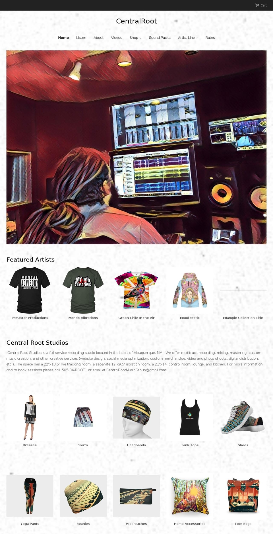 centralrootstudios.com shopify website screenshot