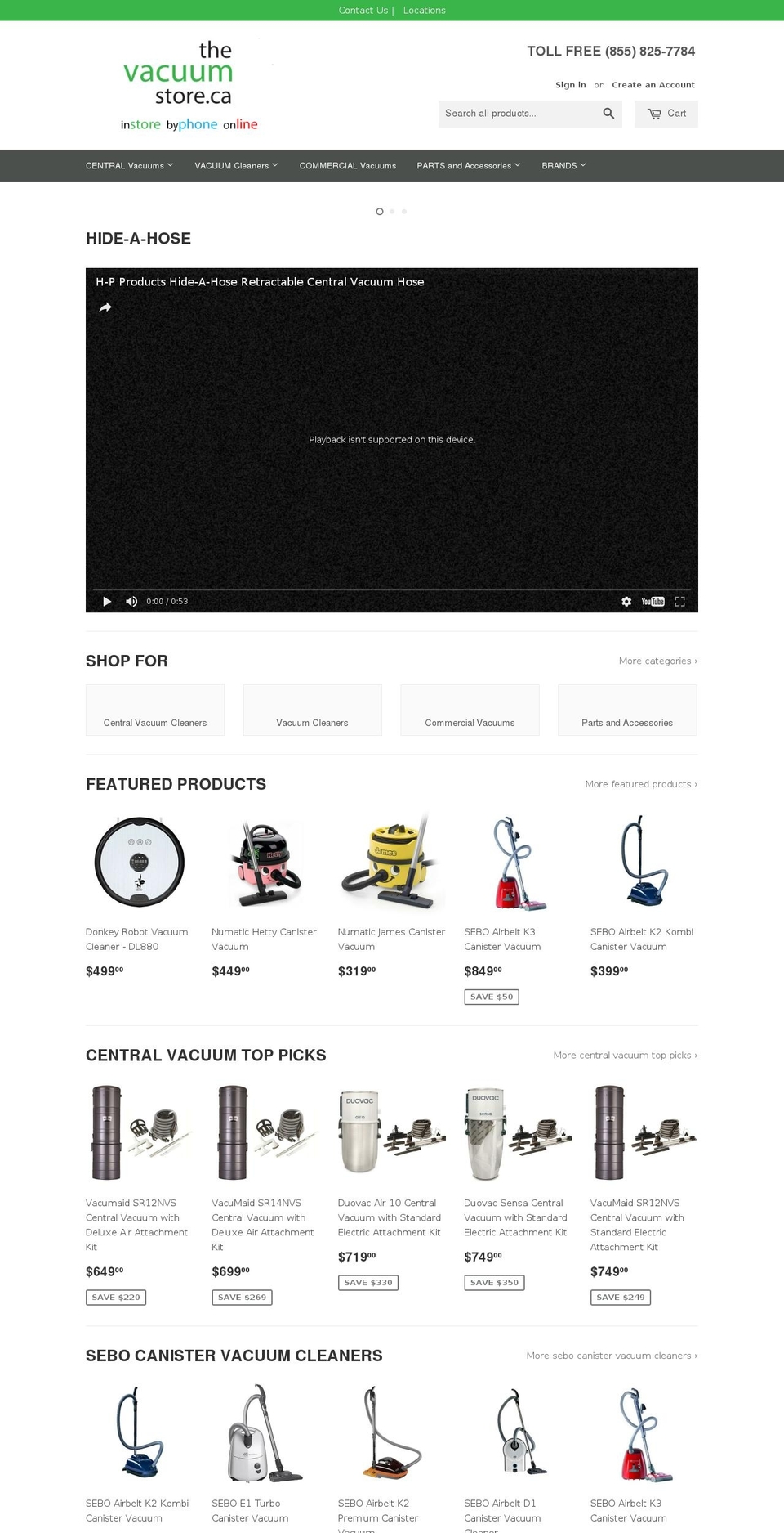 centralvacuumottawa.com shopify website screenshot
