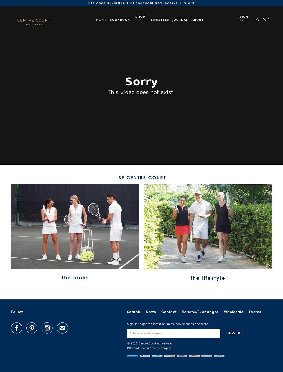 centrecourtactivewear.com shopify website screenshot
