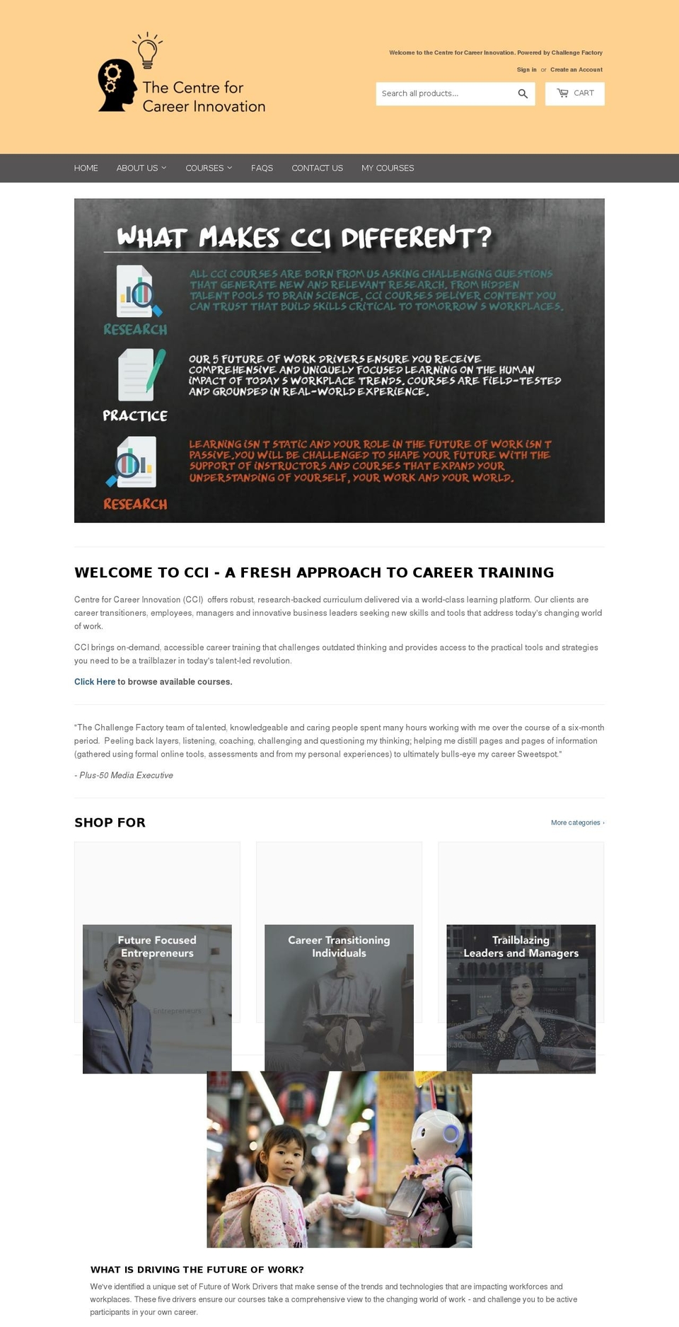 centreforcareerinnovation.com — Shopify storefront screenshot