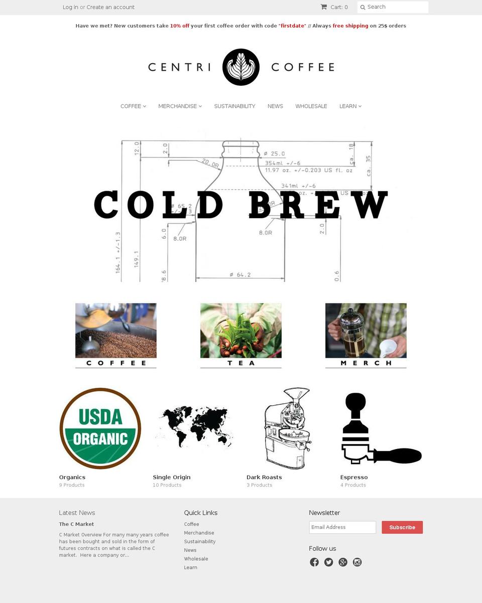 centricoffee.com shopify website screenshot