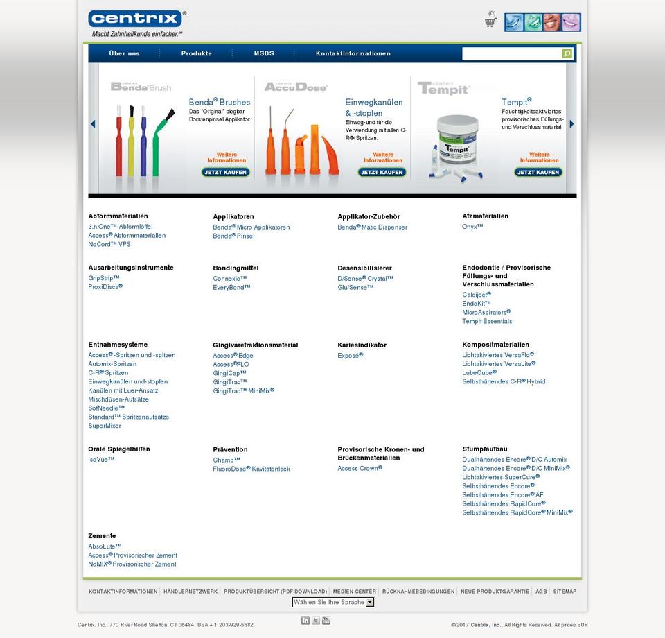 centrixdentalstore.de shopify website screenshot