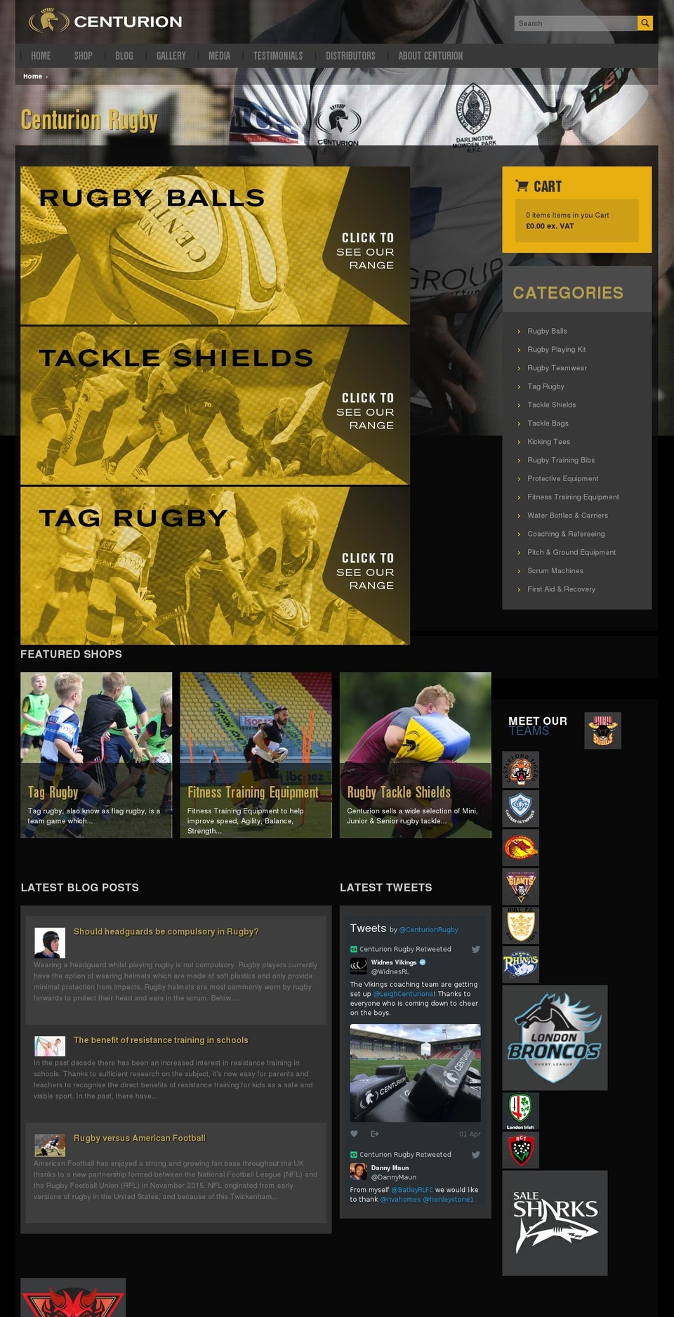 centurion-rugby.co.uk shopify website screenshot