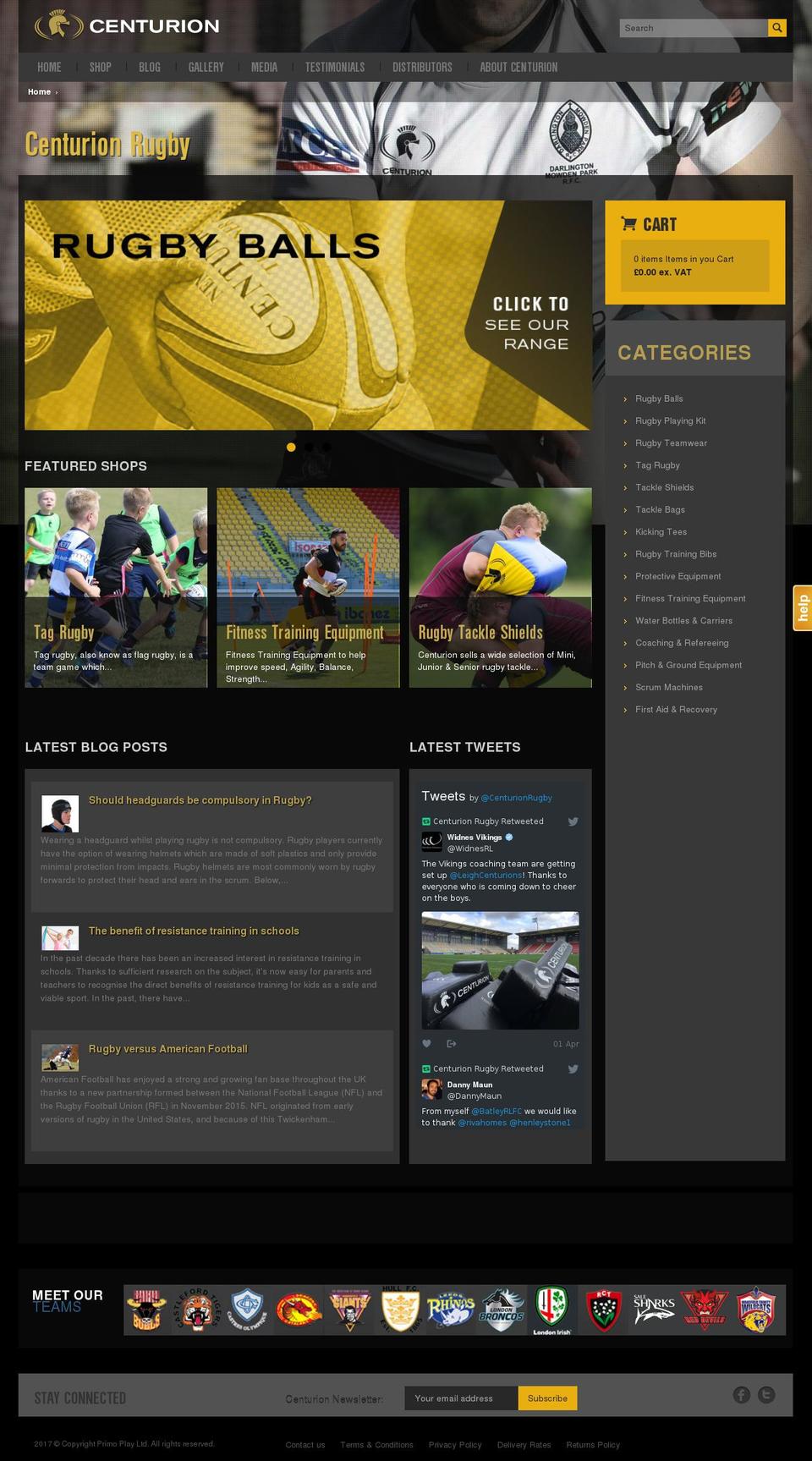 centurion-rugby.com shopify website screenshot