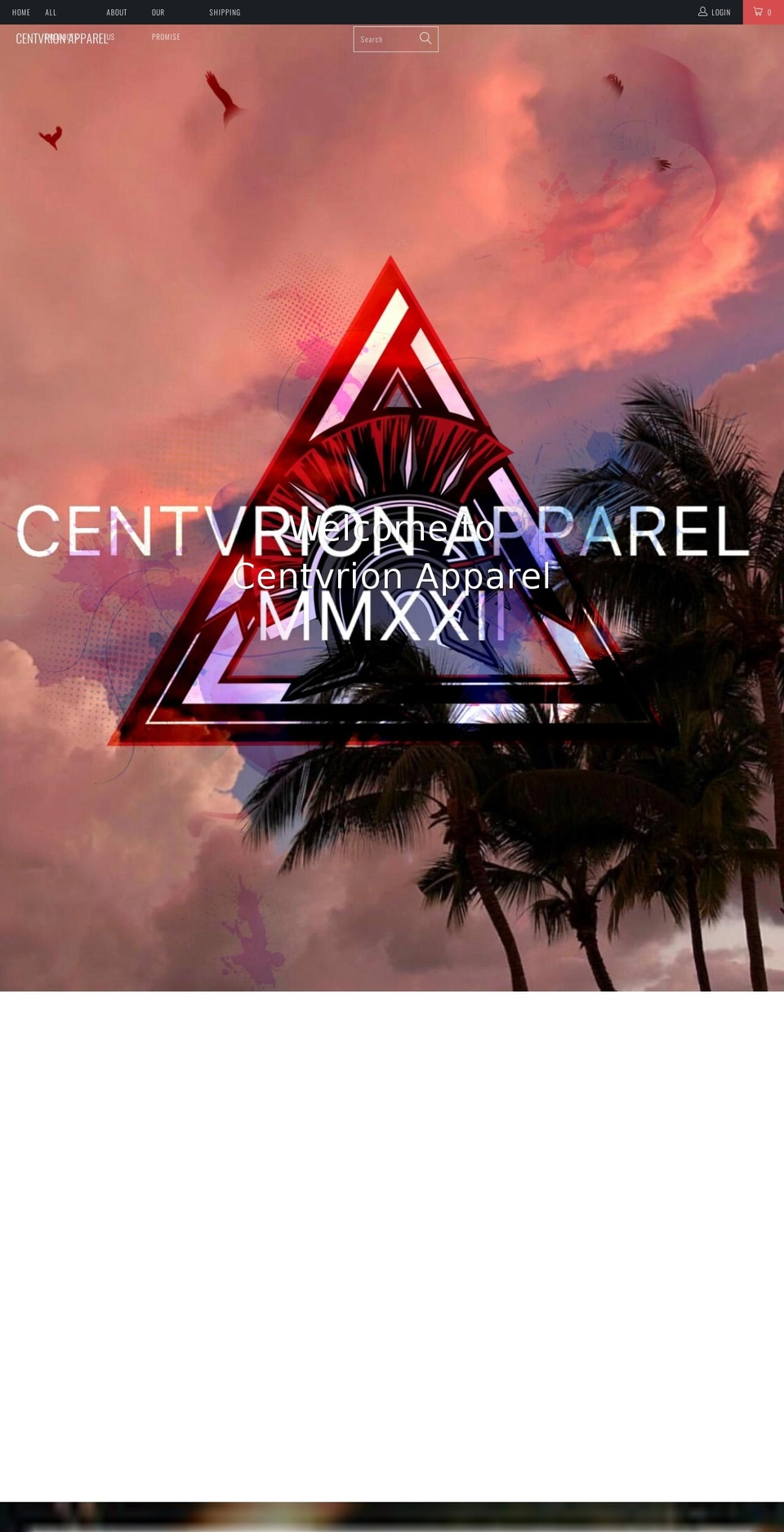 centvrionapparel.com shopify website screenshot