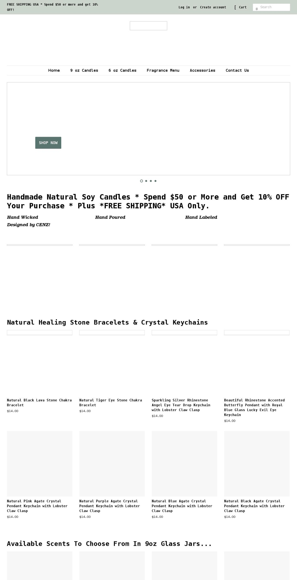 cenzcandles.com shopify website screenshot