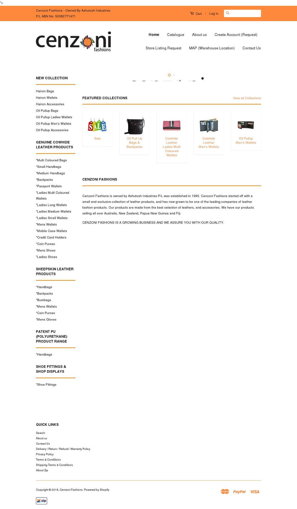 cenzonifashions.com — Shopify storefront screenshot