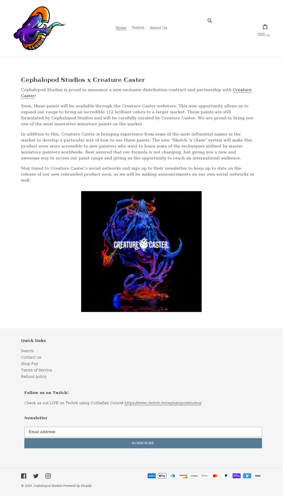 cephalopodstudios.net shopify website screenshot