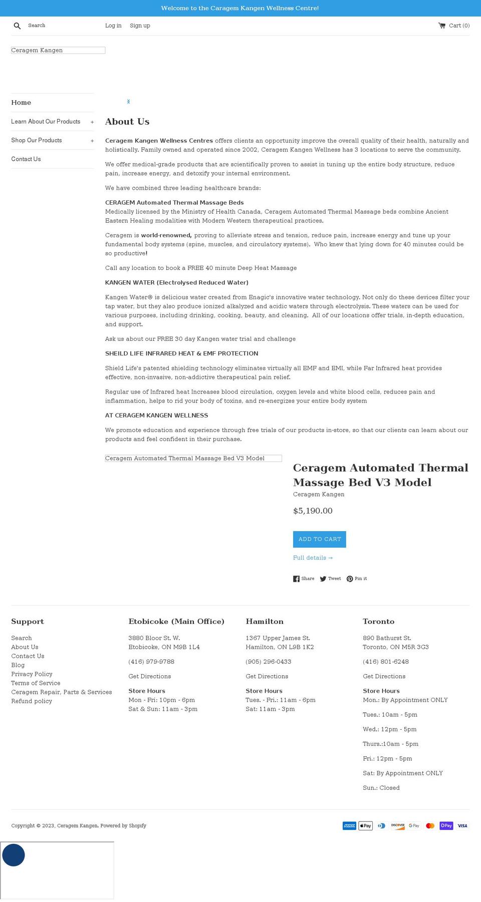 ceragemkangenwellness.com shopify website screenshot