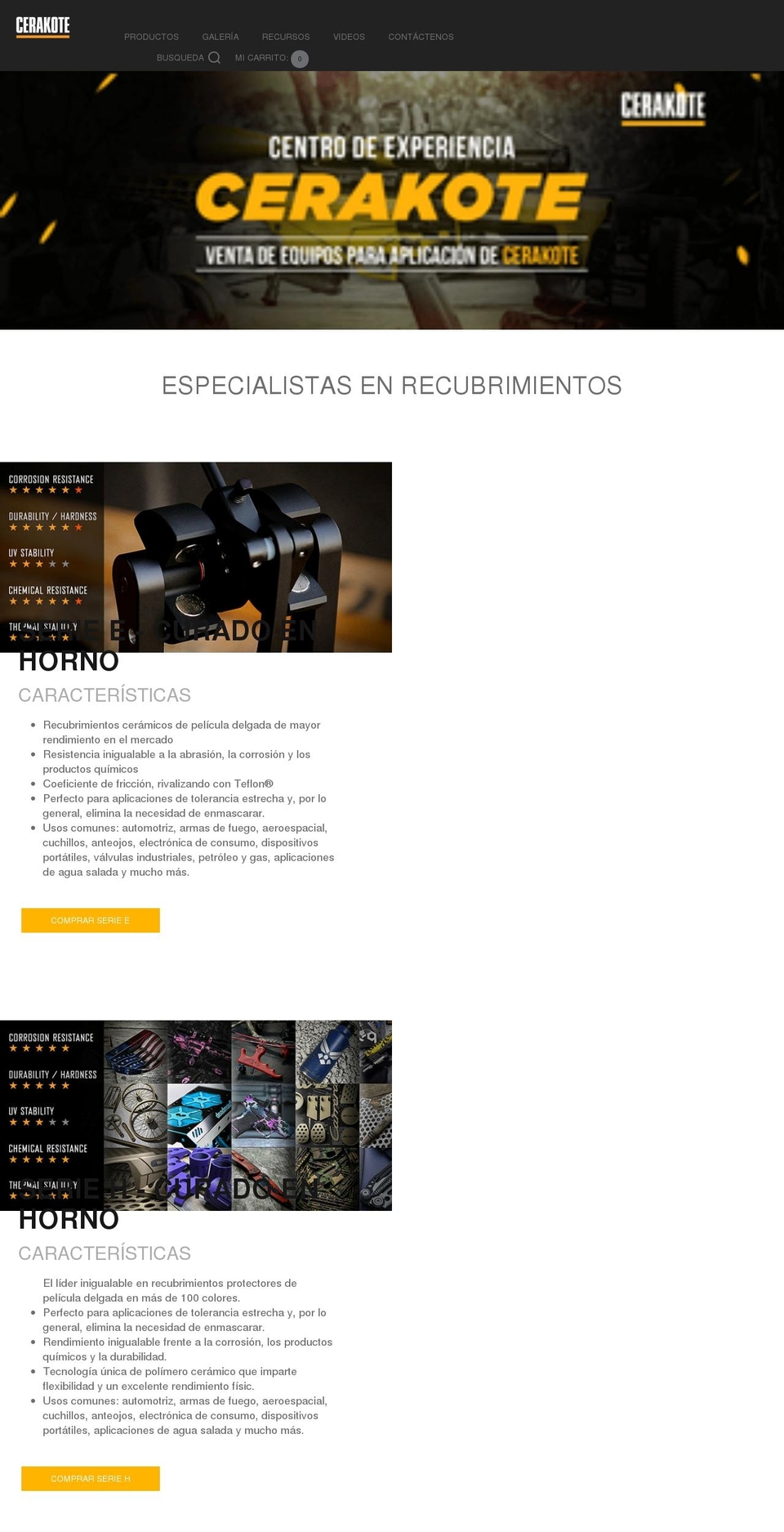 cerakotelatinoamerica.com shopify website screenshot