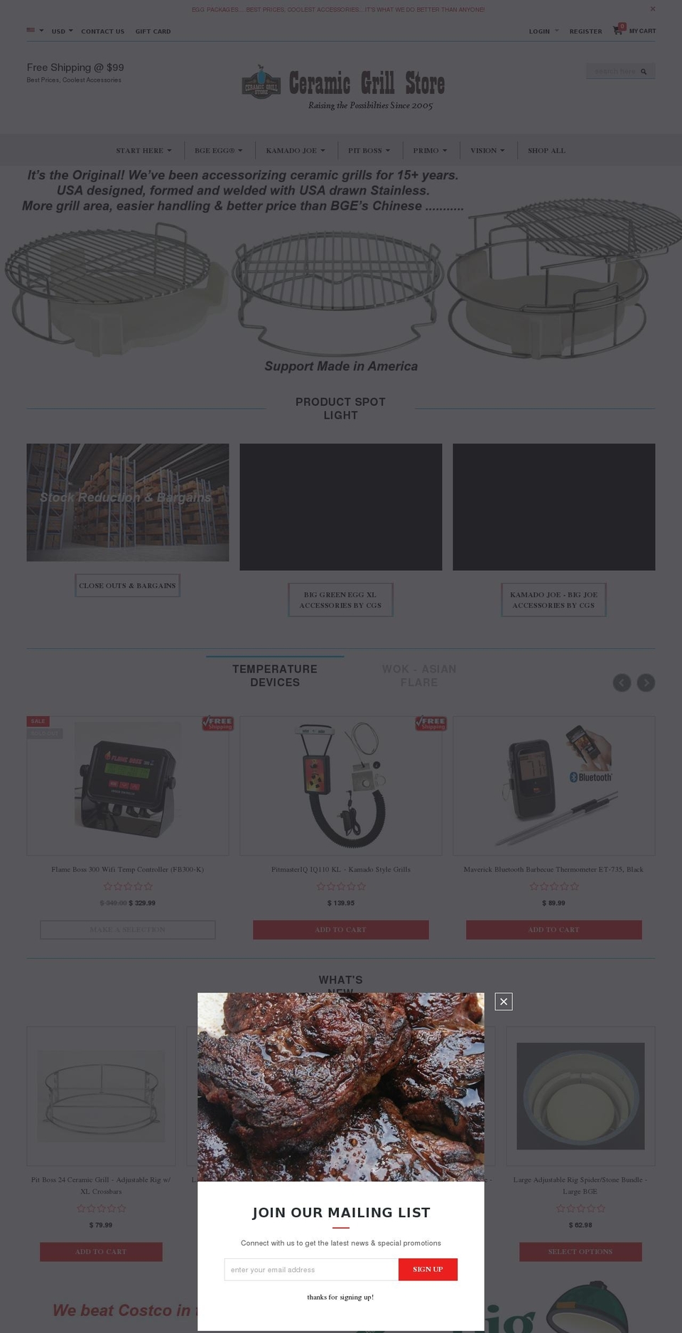 ceramicgrillsuperstore.com — Shopify storefront screenshot