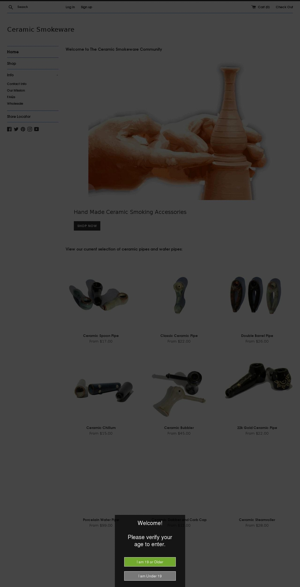 ceramicsmokeware.com shopify website screenshot