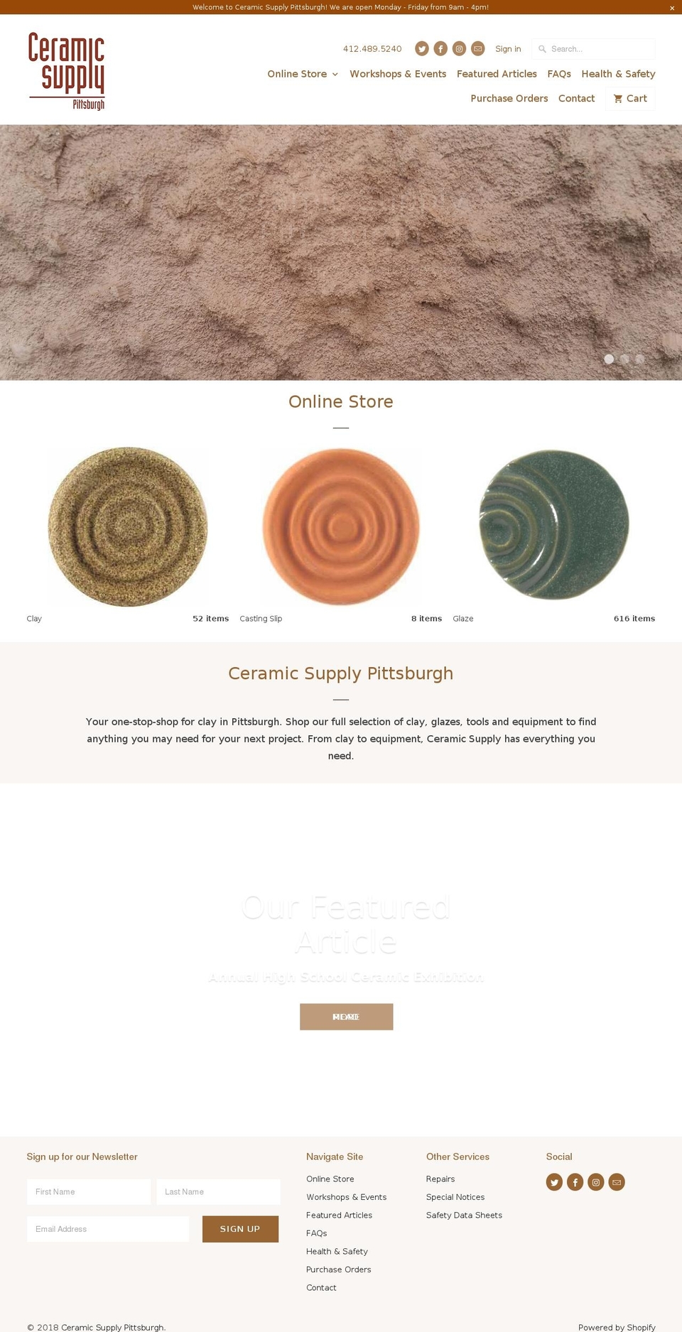 ceramicsupplypittsburgh.com shopify website screenshot