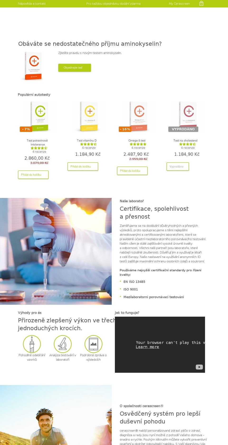 V Amino Acid Hero Shopify theme site example cerascreen.cz