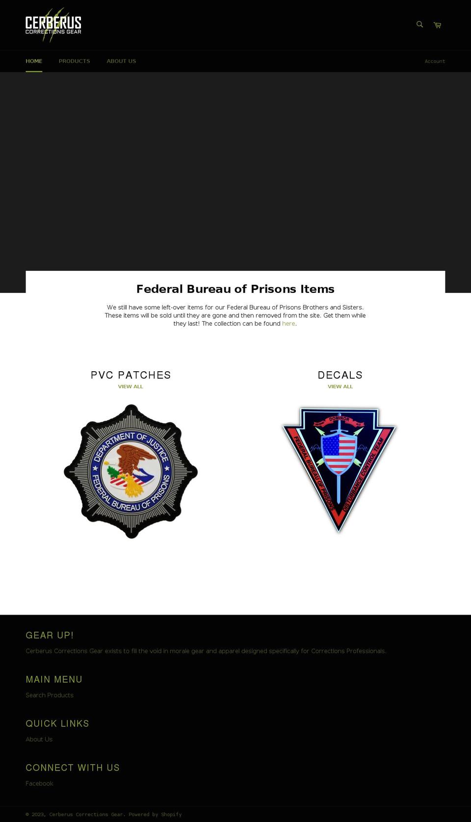 cerberuscorrections.com shopify website screenshot