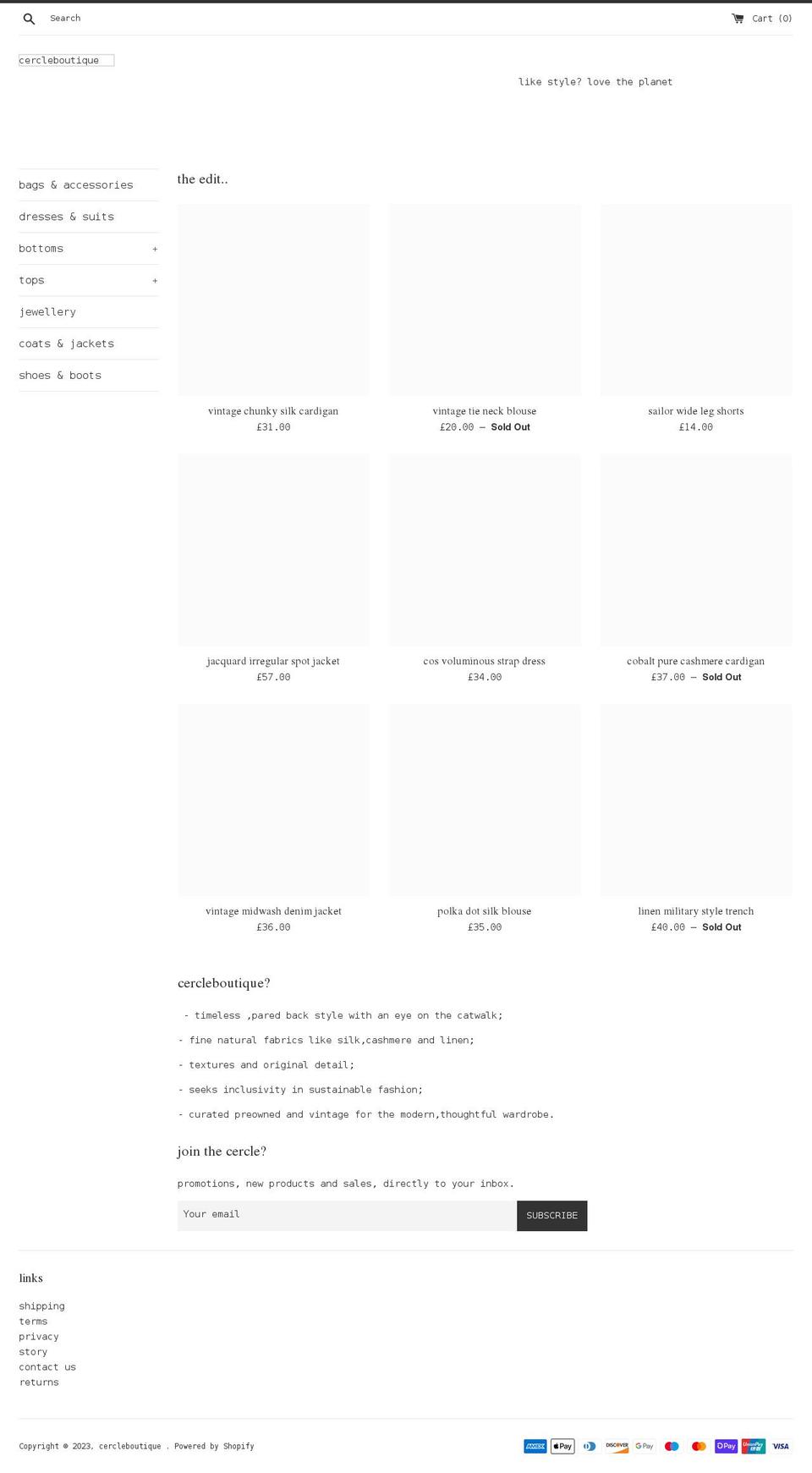 cercleboutique.com shopify website screenshot