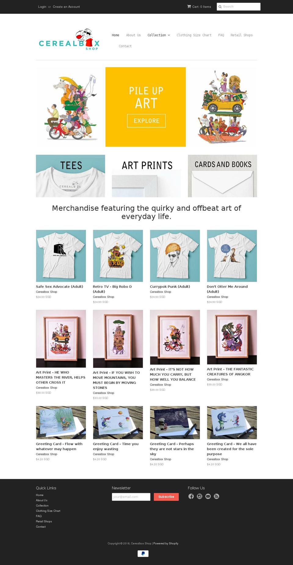 cerealboxshop.com — Shopify storefront screenshot