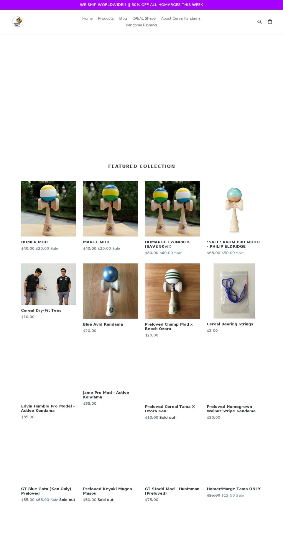 cerealkendama.com shopify website screenshot