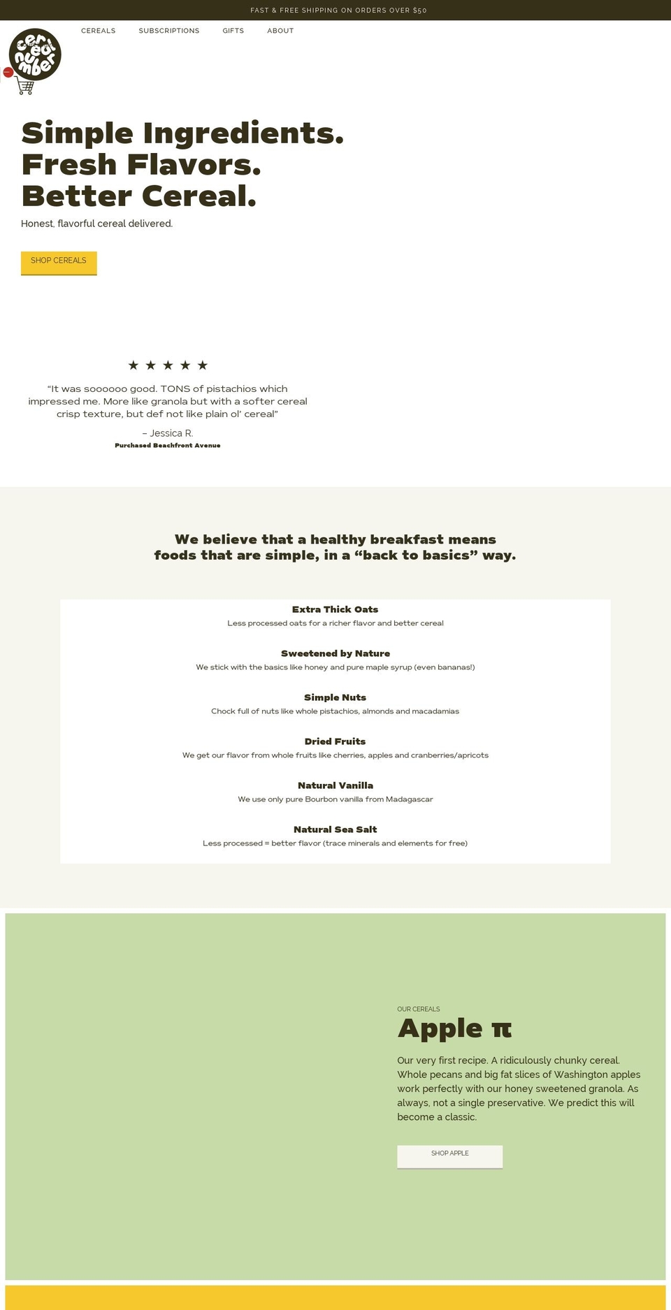 cerealnumber.com shopify website screenshot