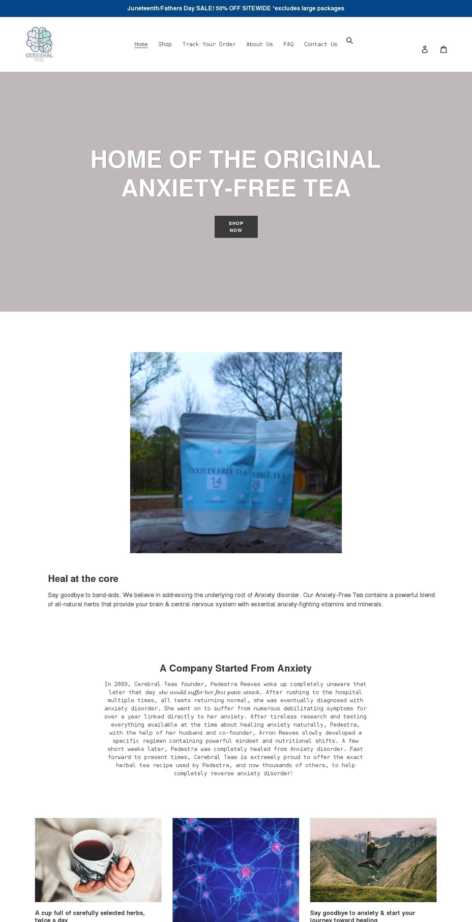 cerebralteas.com shopify website screenshot