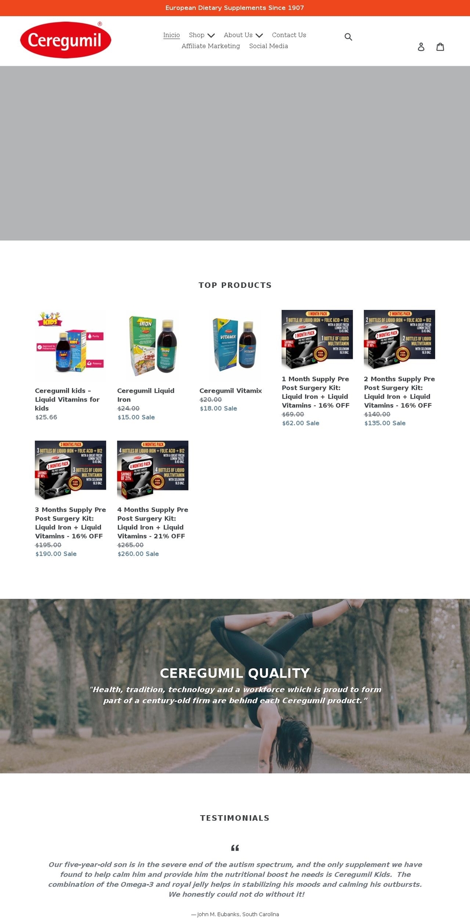 ceregumil.us shopify website screenshot