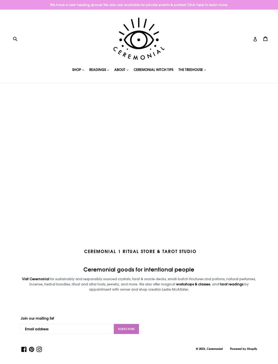 ceremonialshop.com shopify website screenshot