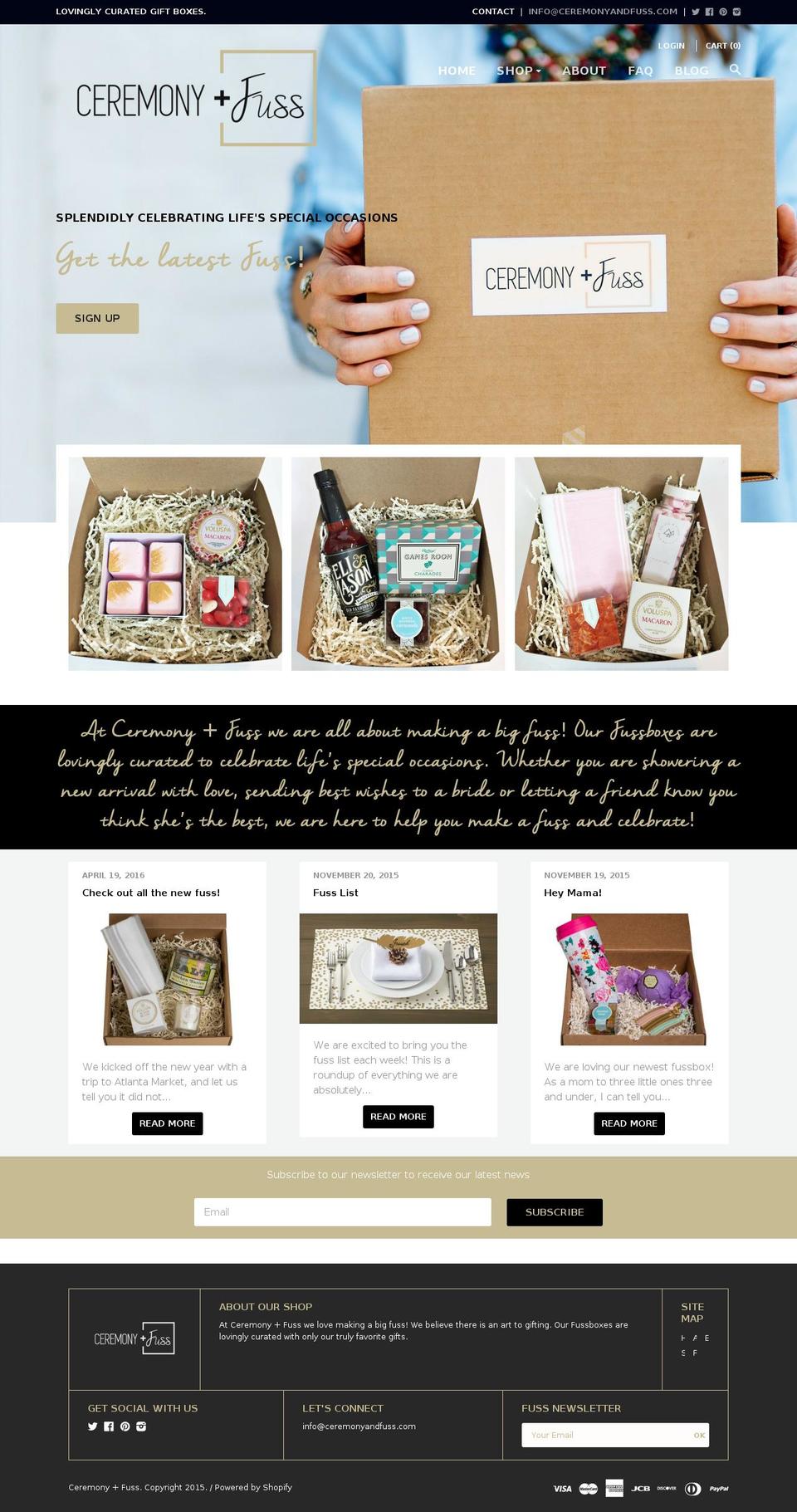 ceremonyandfuss.com shopify website screenshot