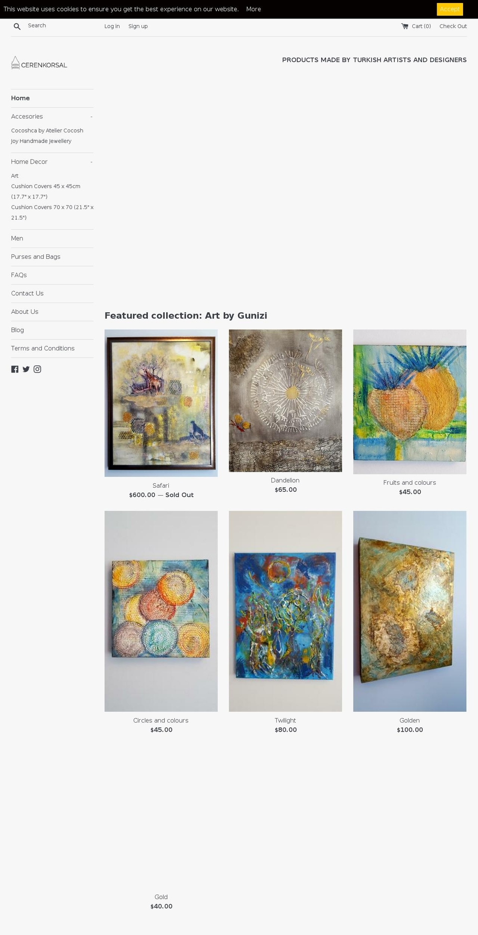 cerenkorsal.com — Shopify storefront screenshot