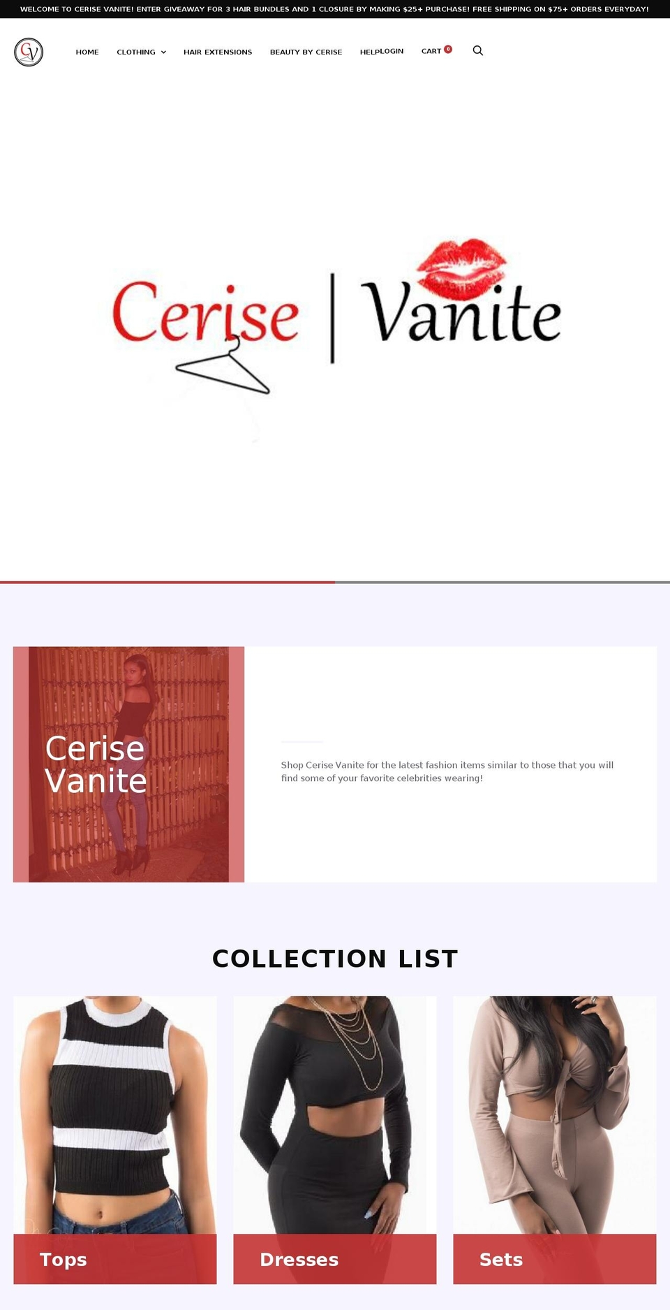 cerisevanite.com shopify website screenshot