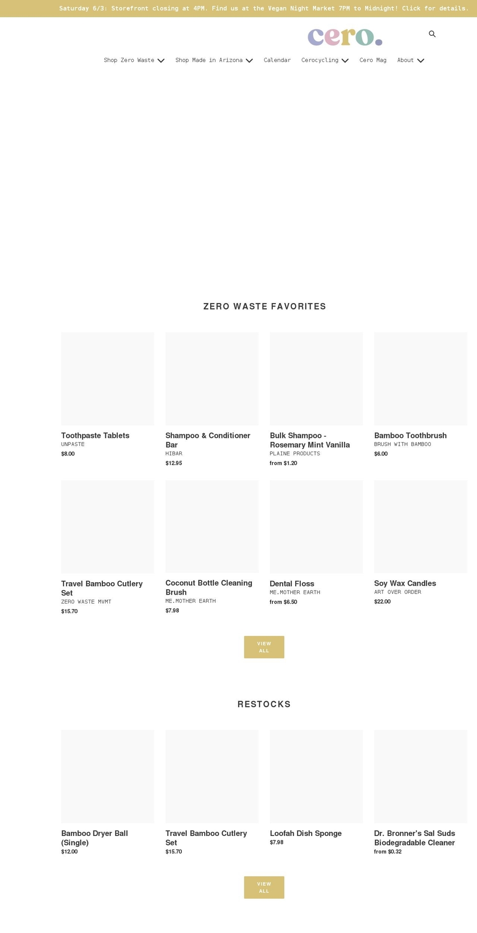 cerotucson.com shopify website screenshot
