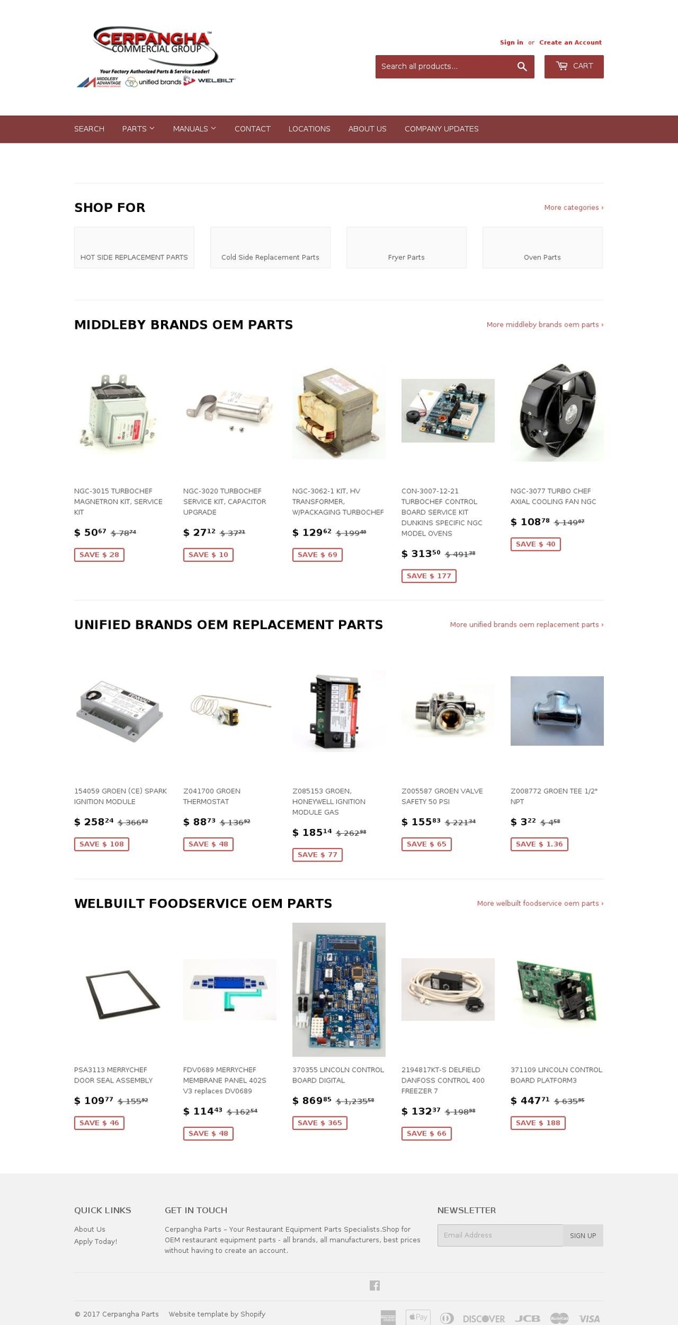 cerpanghaparts.com shopify website screenshot