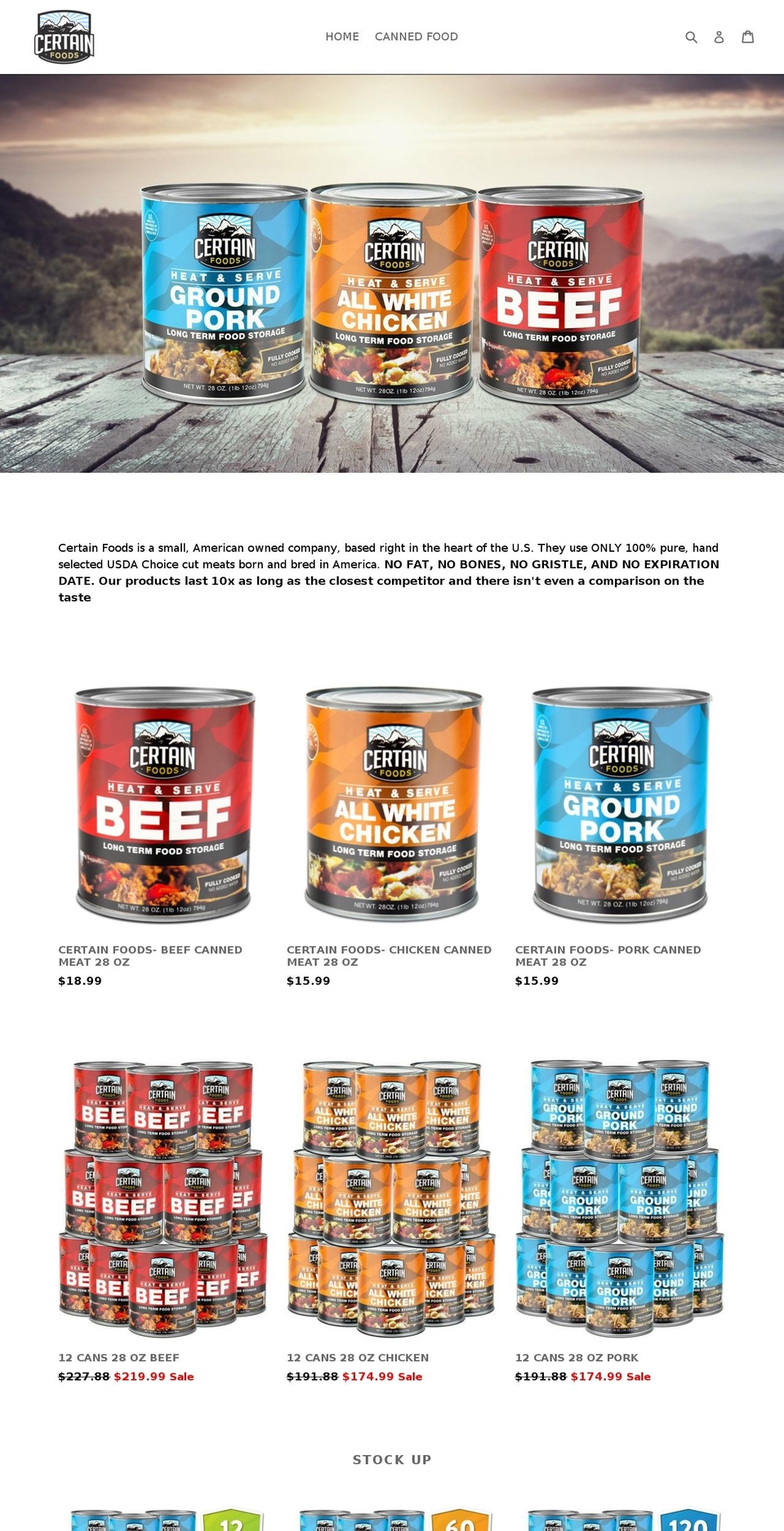 certain-foods.com — Shopify storefront screenshot