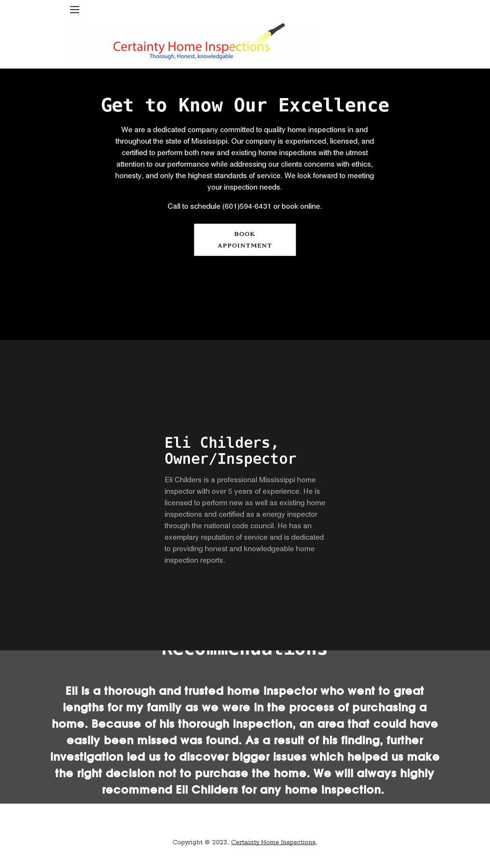 certaintyinspect.com shopify website screenshot