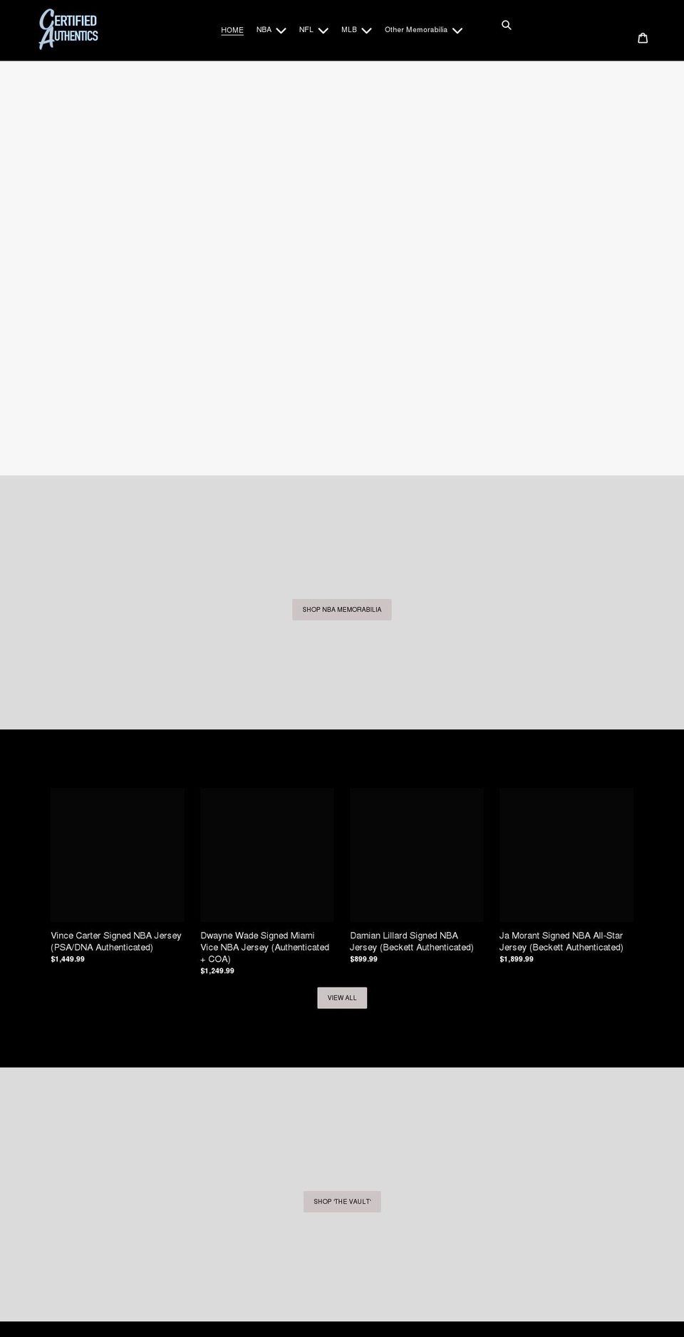 certified-authentics.com shopify website screenshot