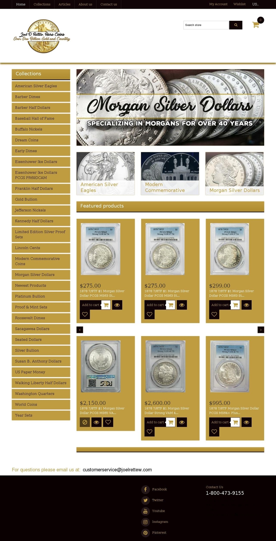 Theme275 New Design Shopify theme site example certified-morgan-dollars.com