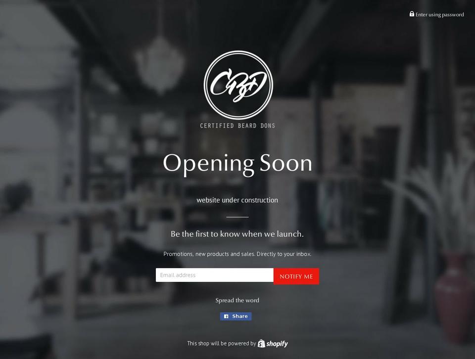 certifiedbearddons.com — Shopify storefront screenshot