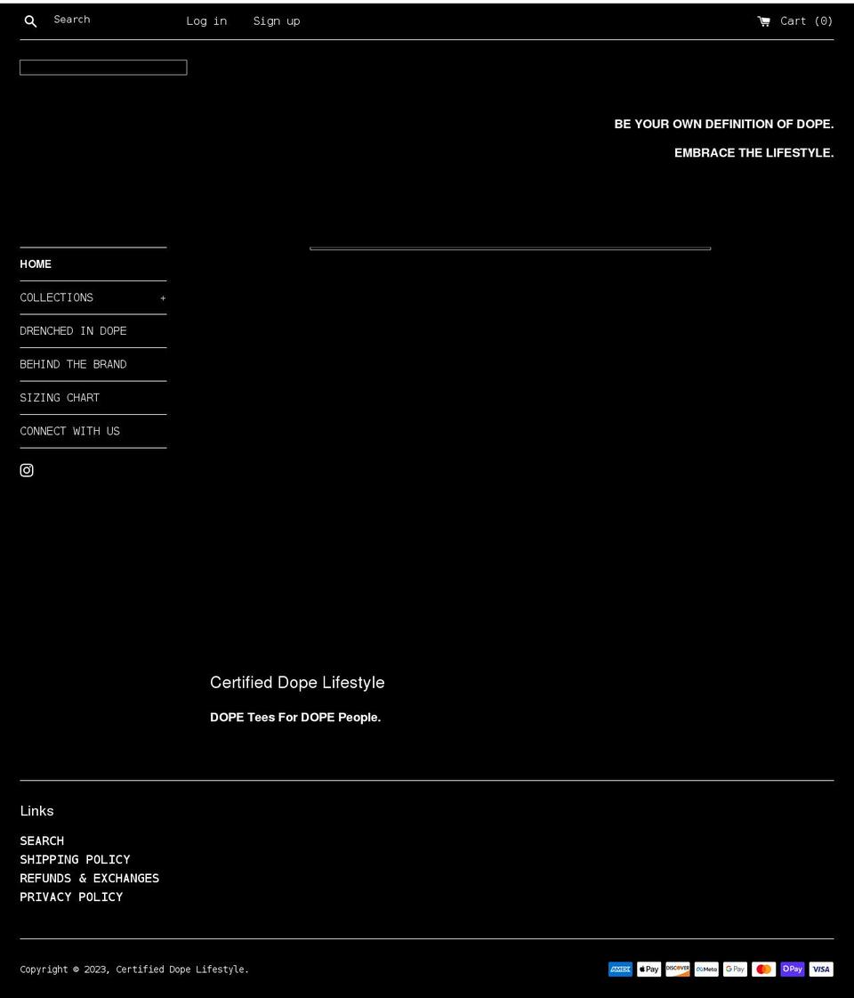 certifieddopelifestyle.com shopify website screenshot
