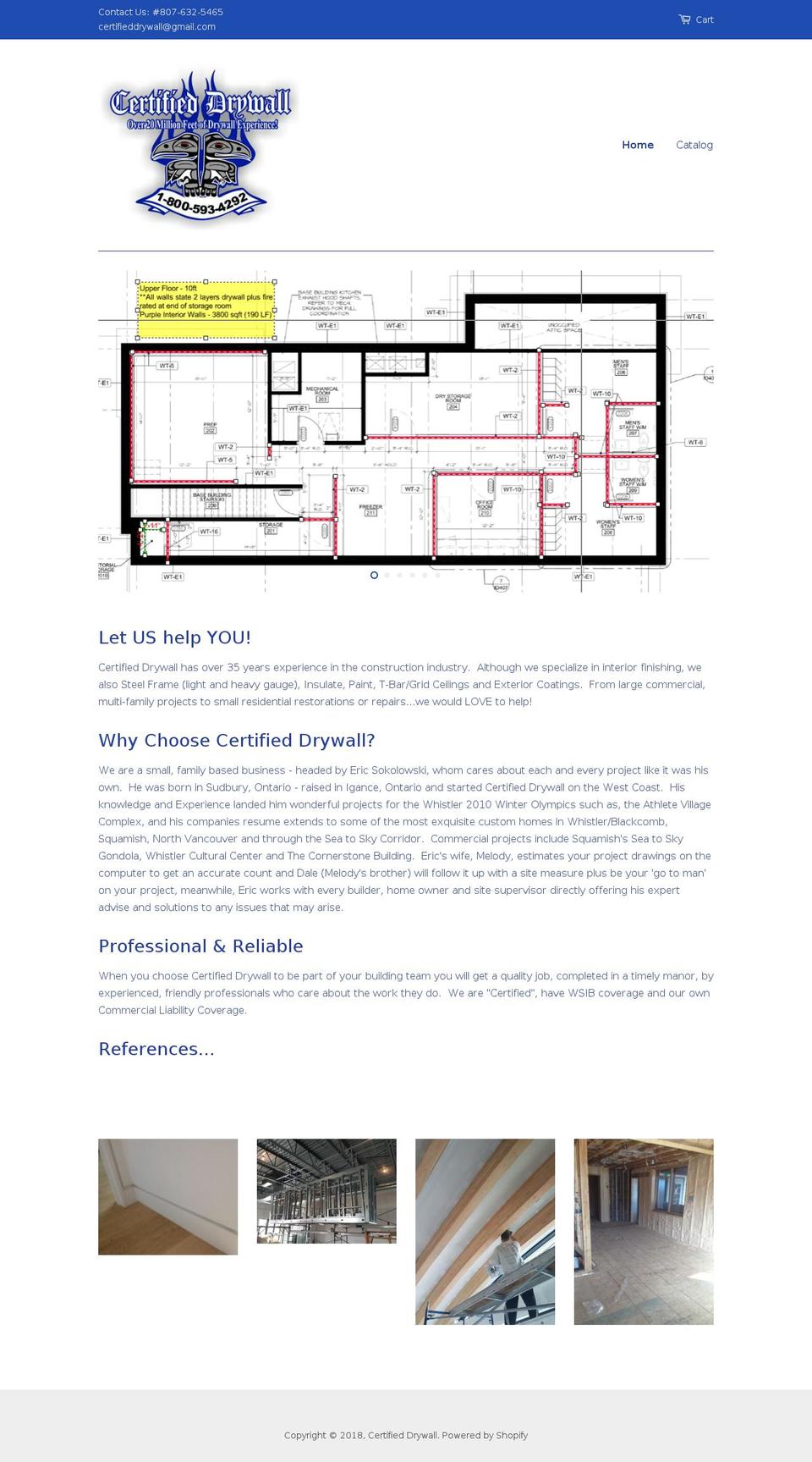 certifieddrywall.ca shopify website screenshot
